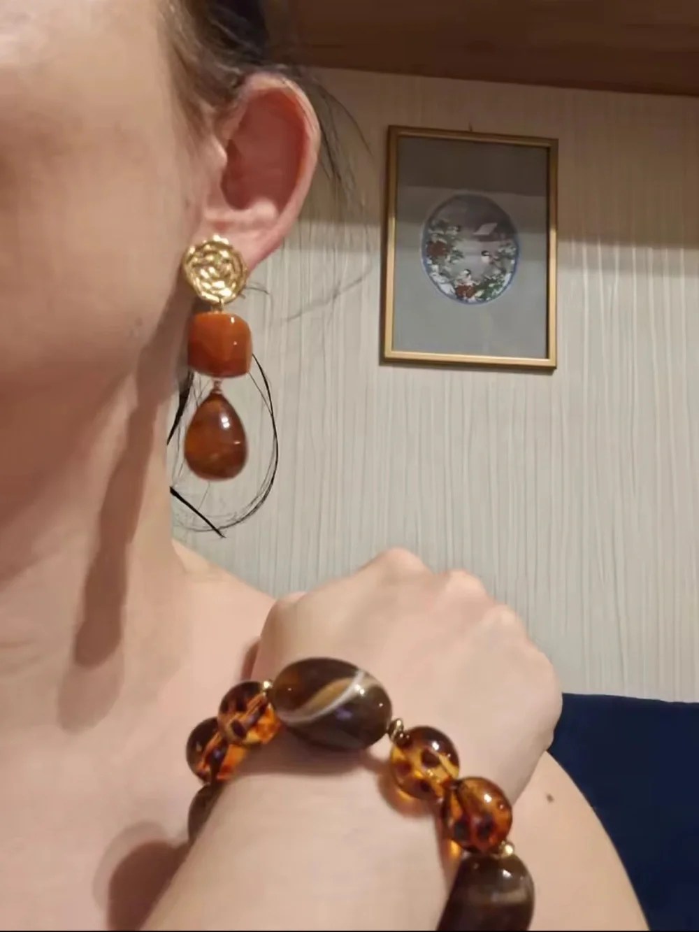 Amber Beaded Stretch Bracelet
